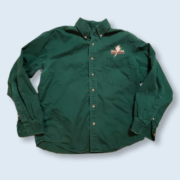 90s Y2K Skater Workwear Dark Green Shirt Embroidered - Picture 1 of 6